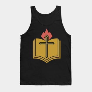 The cross of the Lord Jesus Christ, an open Bible and a flame of fire are a symbol of the Holy Spirit. Tank Top